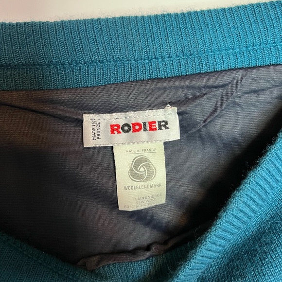 Vintage Rodier Teal New Wool Pencil Skirt Made in France Dark Academia - Picture 2 of 2